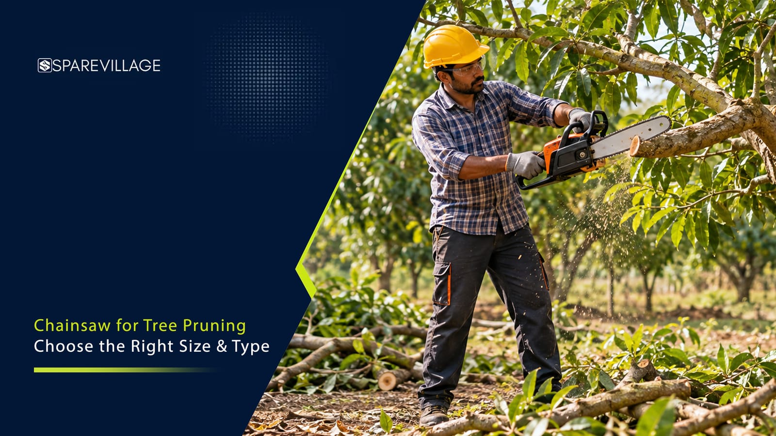 Chainsaw for Tree Pruning: Right Size and Type Chainsaw for tree pruning with guide bar and chain
