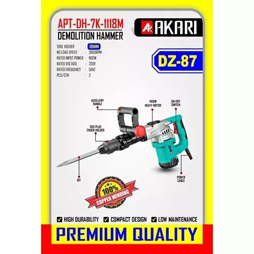 Akari APT-DH-7K-1118M 18mm Heavy-Duty Demolition Hammer 2