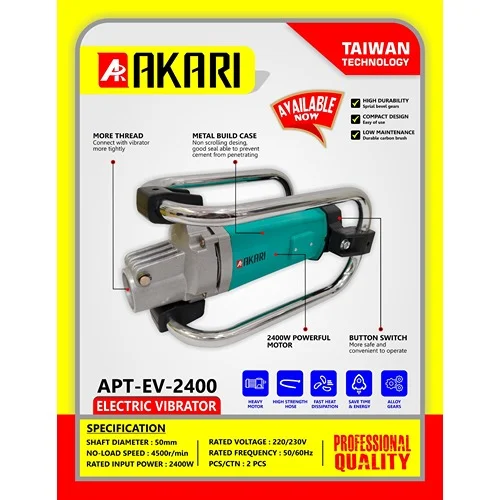 Akari 50 mm 2400 W Electric Concrete Vibrator Without Vibrating Rod (APT-EV-2400) 5