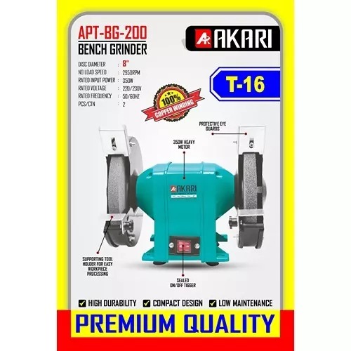 Akari  Bench Grinder 350W, 2950 RPM APT-BG-200 2