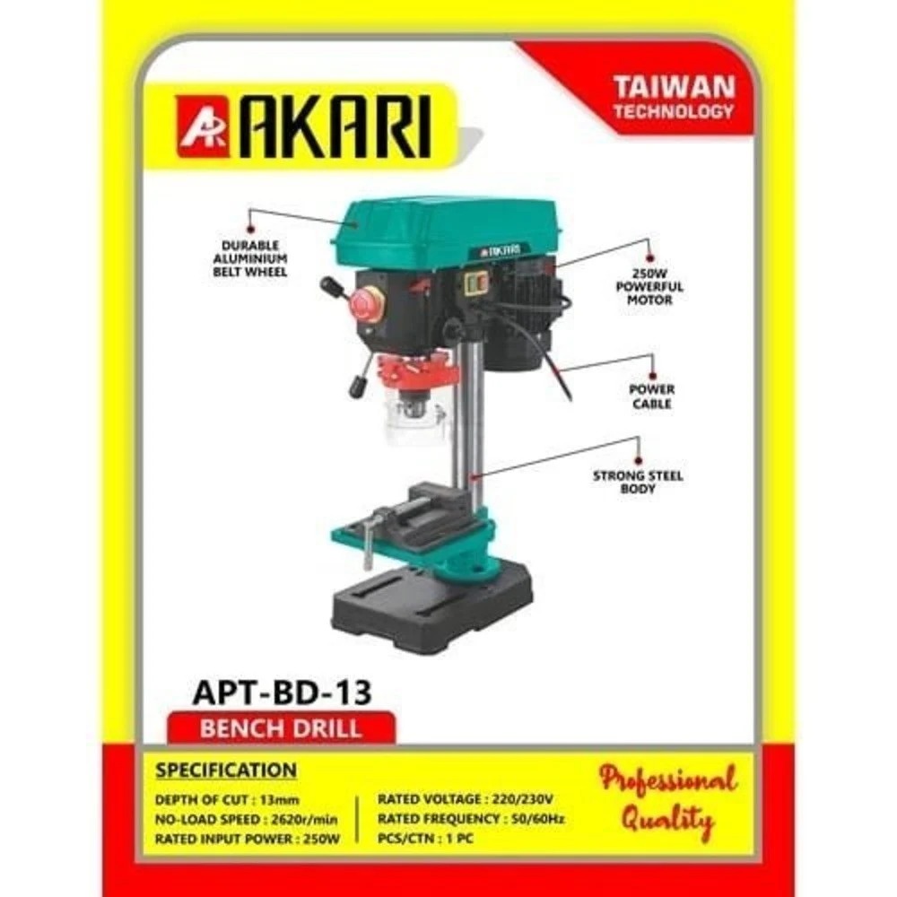 Akari Bench Drilling Machine  13 mm 250 Watt,  2620 RPM ( APT-BD-13) 3