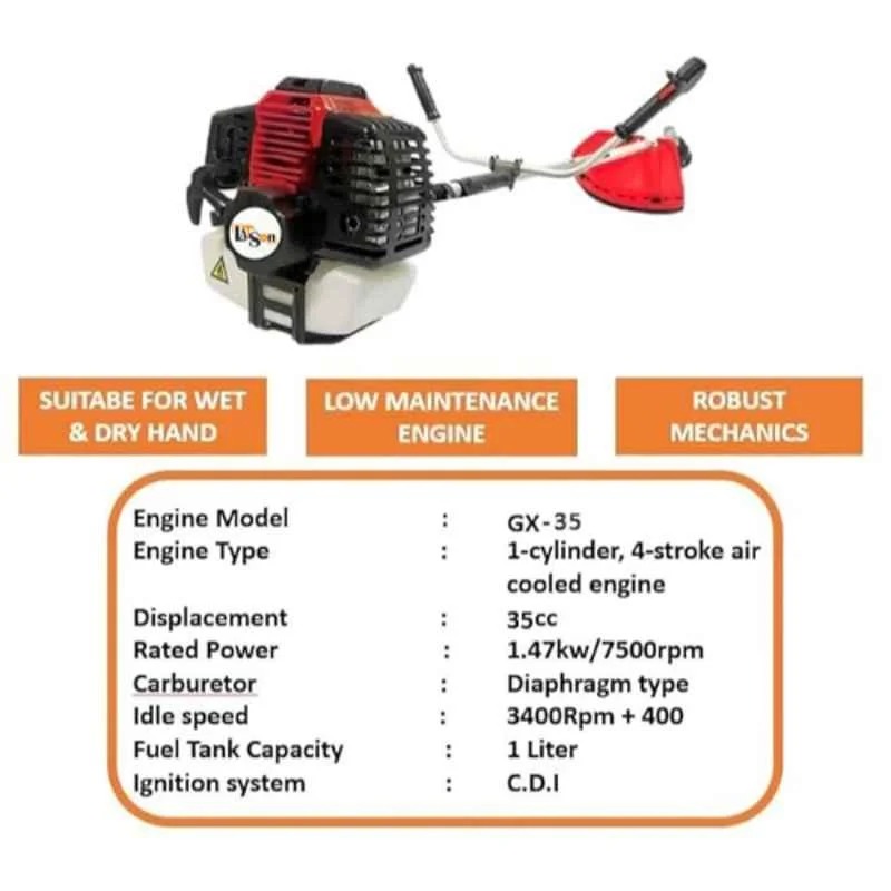 Latson 1.7HP Brush cutter 4 stroke 35 cc side pack for crop cutting,  GX-35( LT-BC-SP-4 ST-(GX-35)) 3