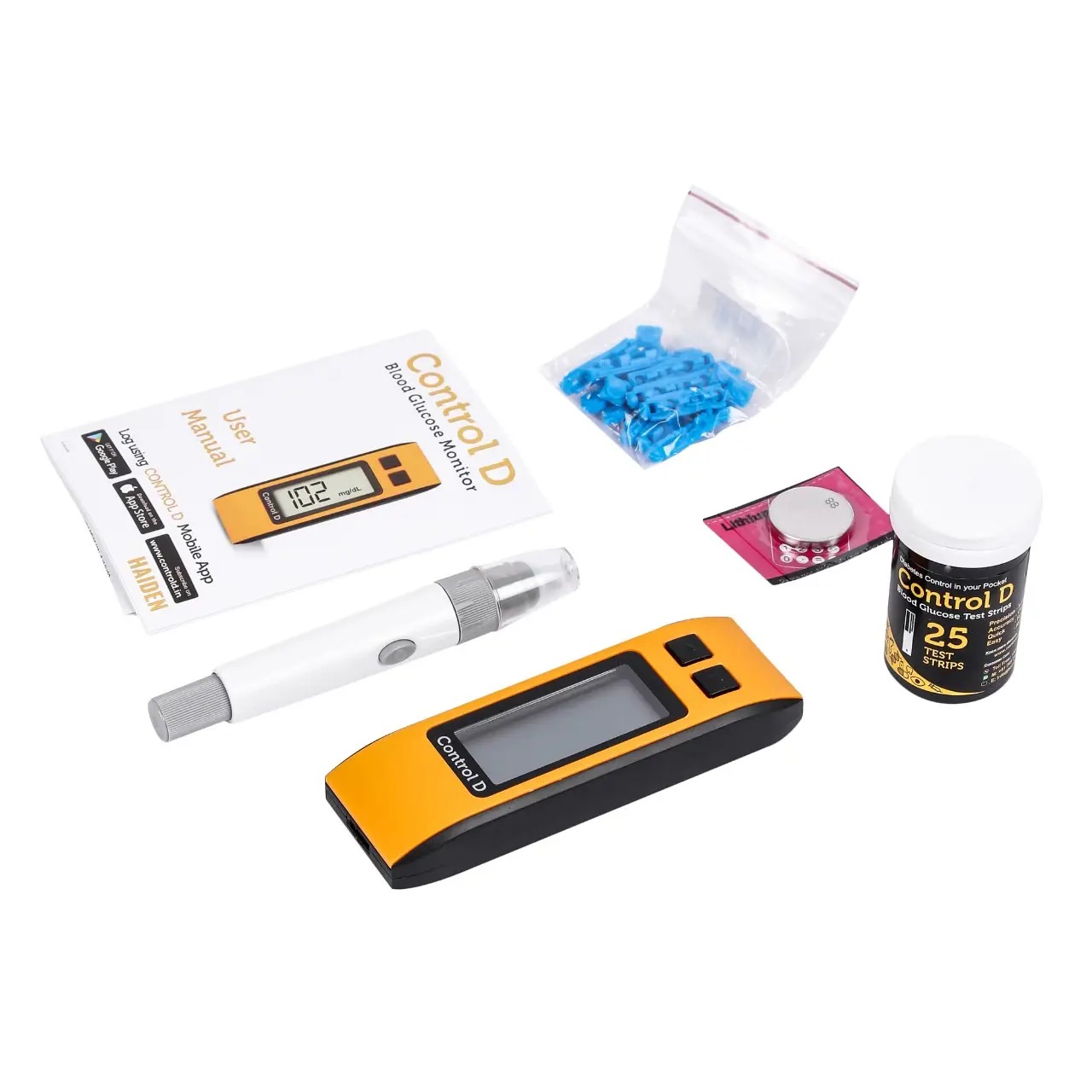 Control D Blood Glucose Monitor (Pack of 25 Strips, Black)( Cntrold-metr25) 4