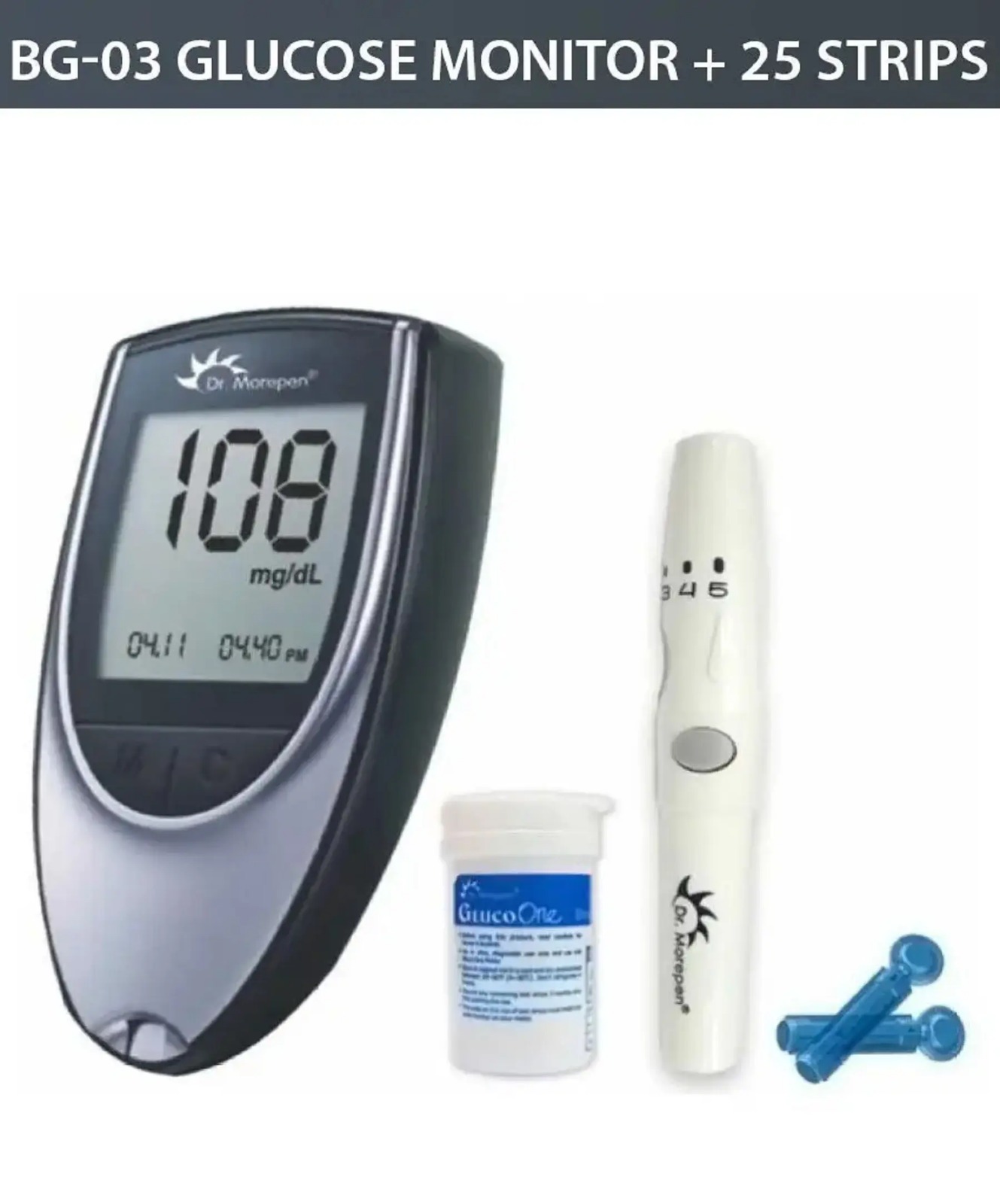DR MOREPEN Glucometer BG03 With  25 Strips Free  Glucometer (Morepen-meter25) 2