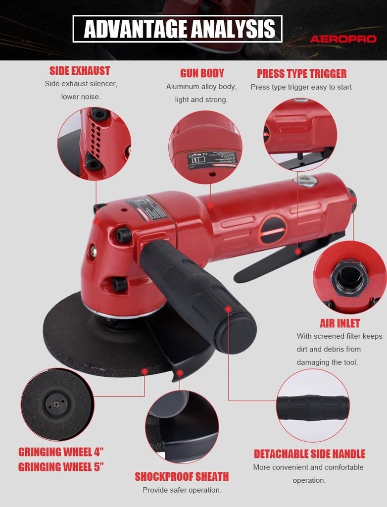 Aeropro RP-7319 4 Air Angle Sander (10,000 RPM) 3