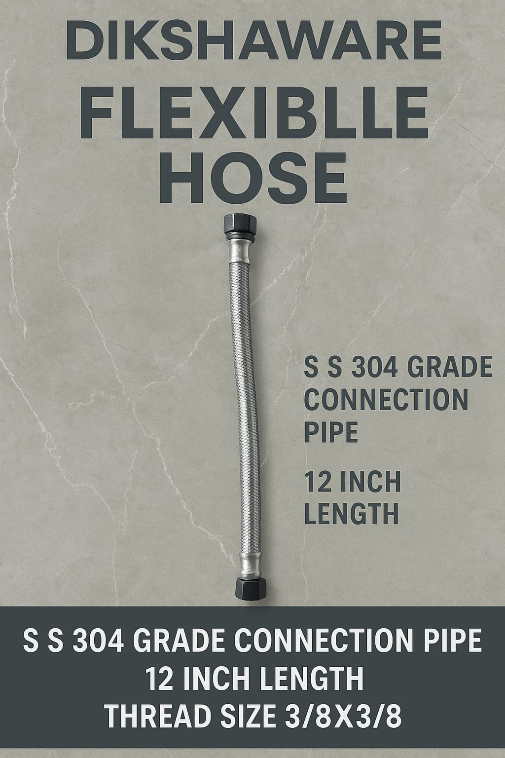 Dikshaware SS-304 Grade, Replacement 12-INCH Conne(Connection Pipe 3/8 ) 4