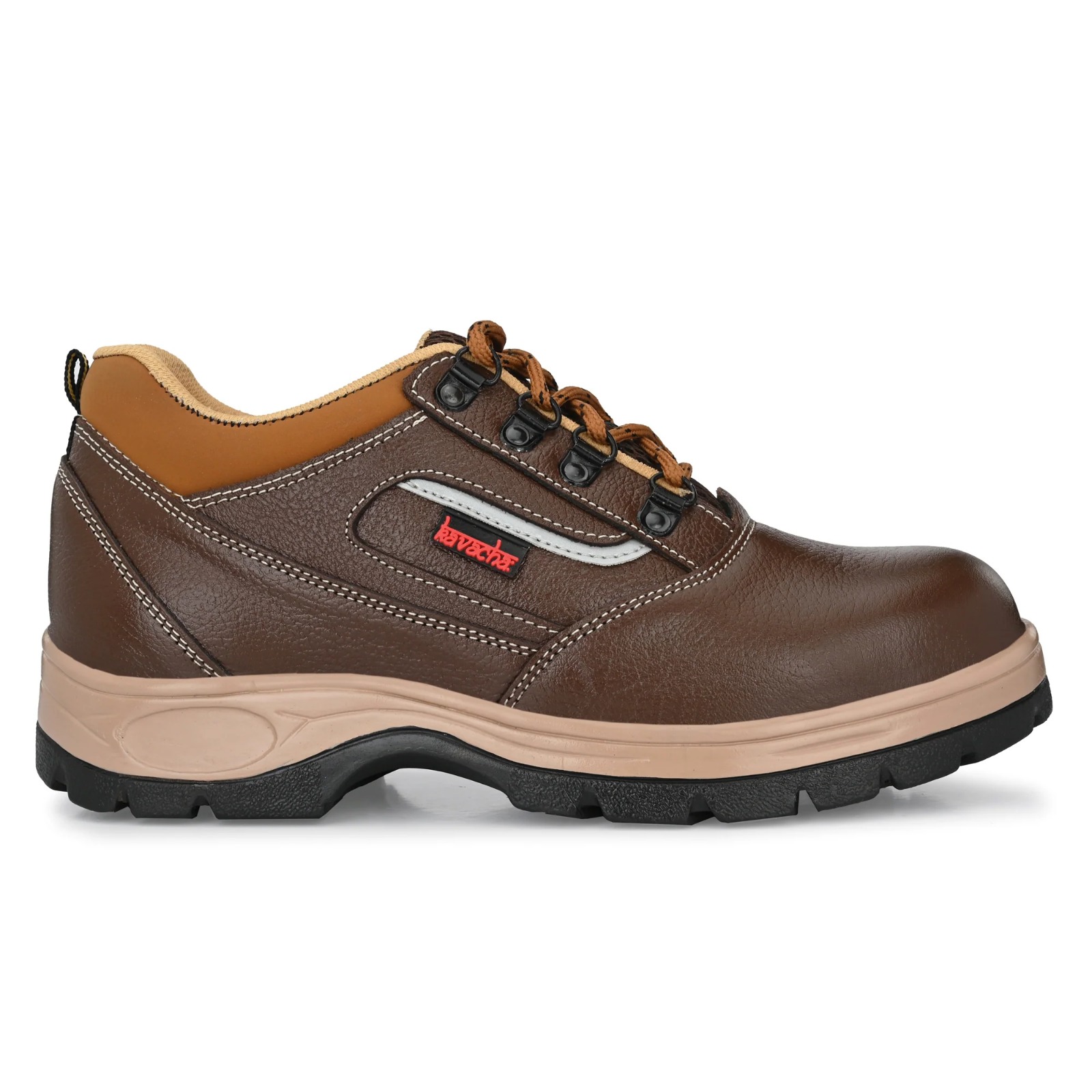 Kavacha Pure Leather Steel Toe Safety Shoe, (Brown) (S122)( SIZE 7) 2