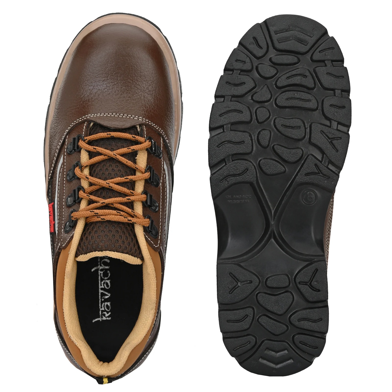 Kavacha Pure Leather Steel Toe Safety Shoe, (Brown) (S122)( SIZE 10) 3