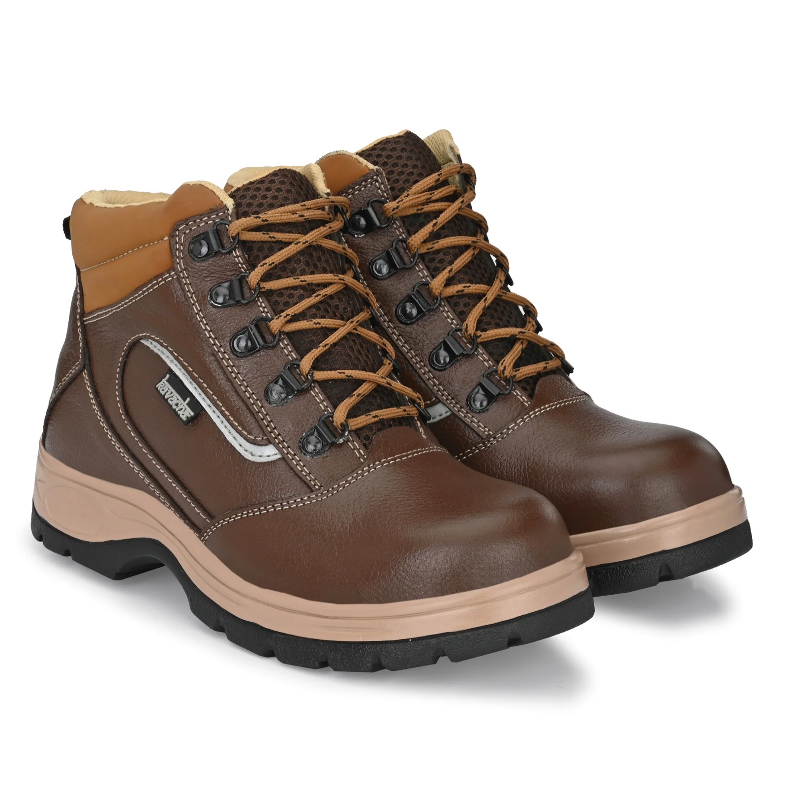 Kavacha Pure Leather Steel Toe Safety Shoe, (Brown) (S120)(SIZE 7) 2