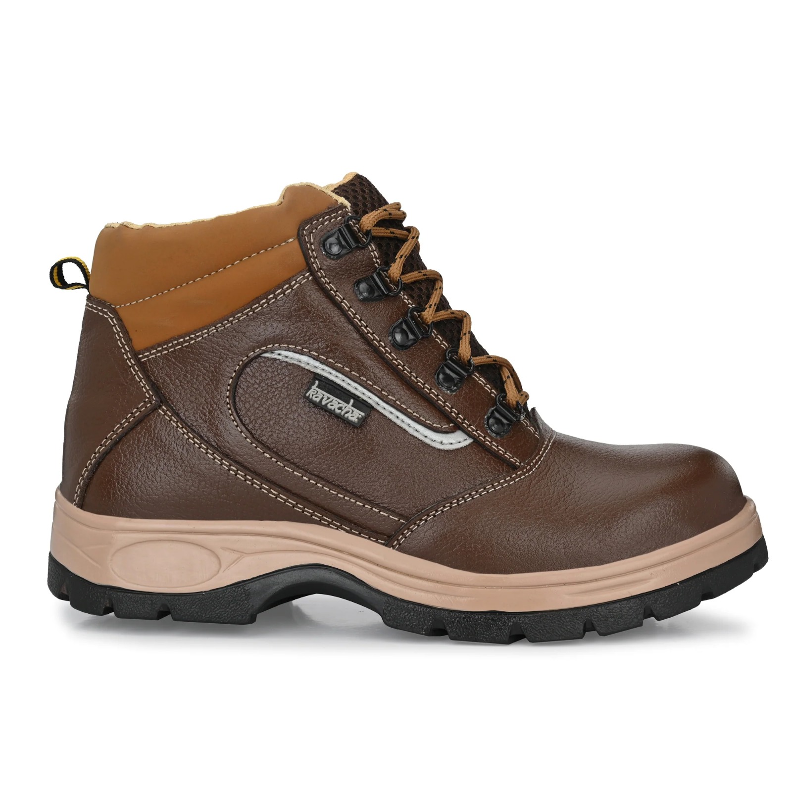 Kavacha Pure Leather Steel Toe Safety Shoe, (Brown) (S120)(SIZE 7) 3