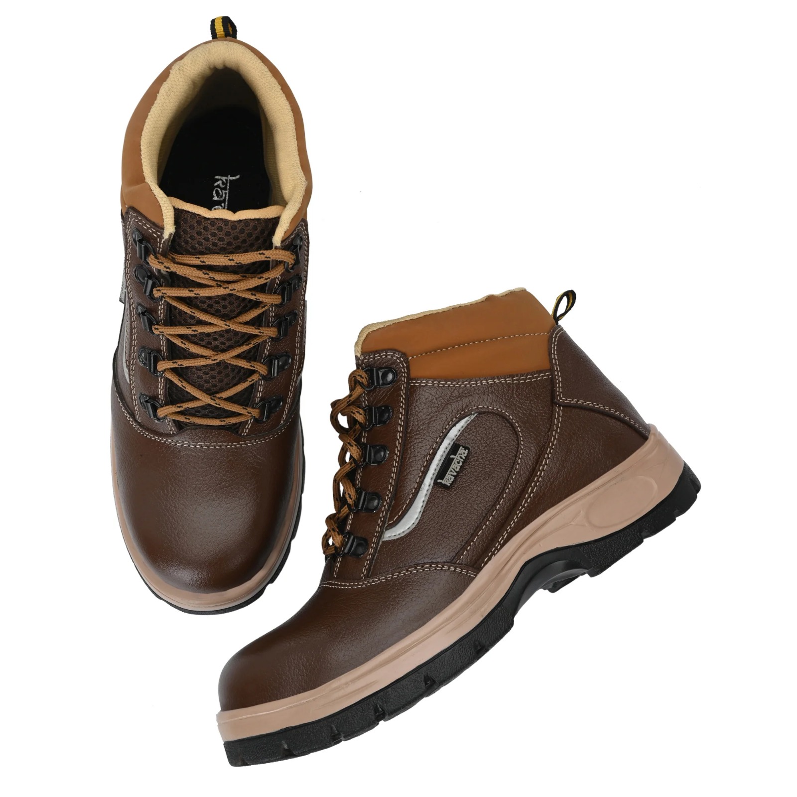 Kavacha Pure Leather Steel Toe Safety Shoe, (Brown) (S120)(SIZE 8) 2