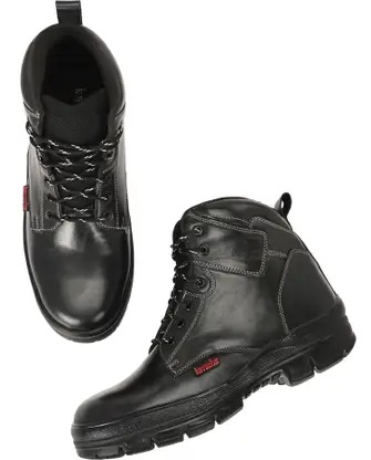 Kavacha Steel Toe Leather Safety Shoe , (Black) (S141)(Size- 6) 2