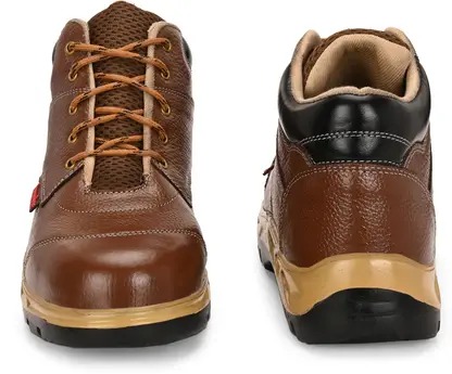 Kavacha Steel Toe Leather Safety Shoe (Tan, S1) (S142)(Size-6) 2