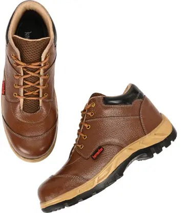 Kavacha Steel Toe Leather Safety Shoe (Tan, S1) (S142)(Size-6) 4