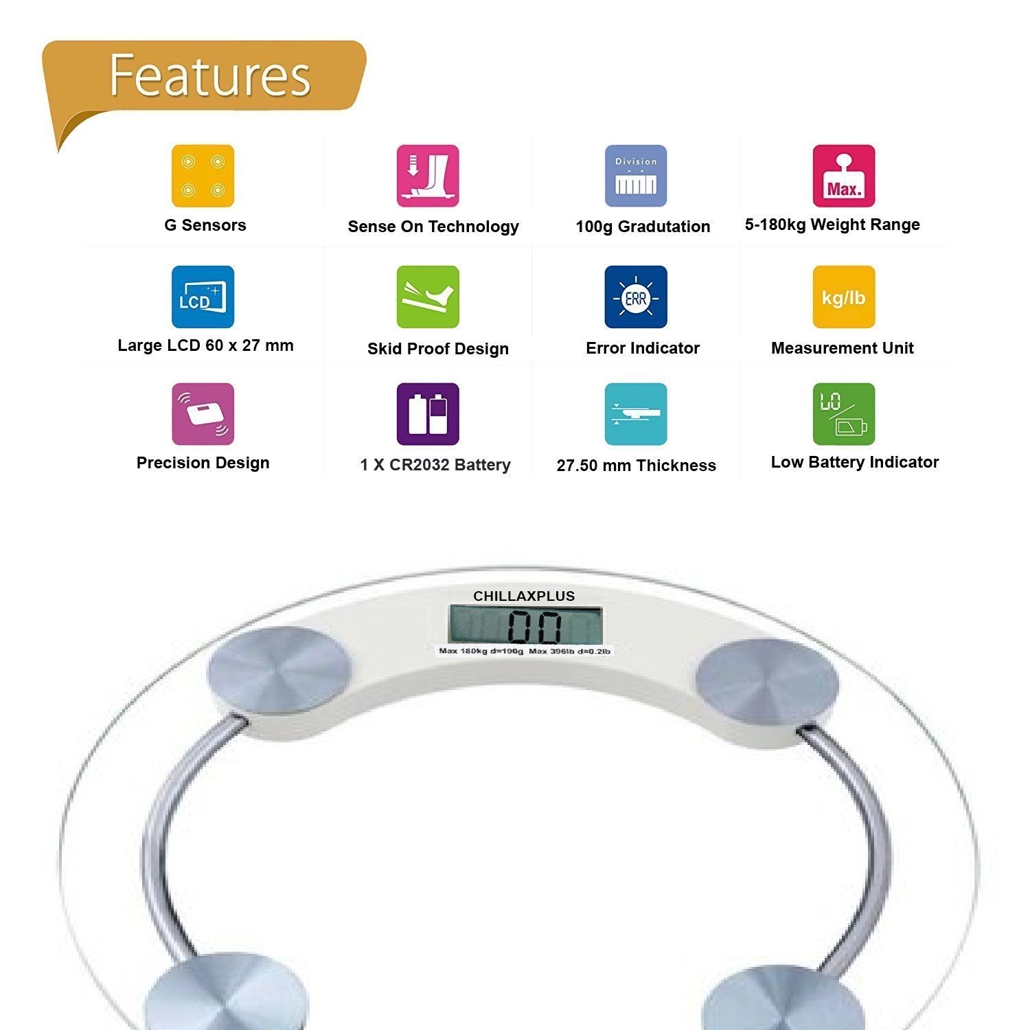 MCP Digital Glass Weight Machine for body weight Round Personal weighing scale for home use (8mm-round) 2