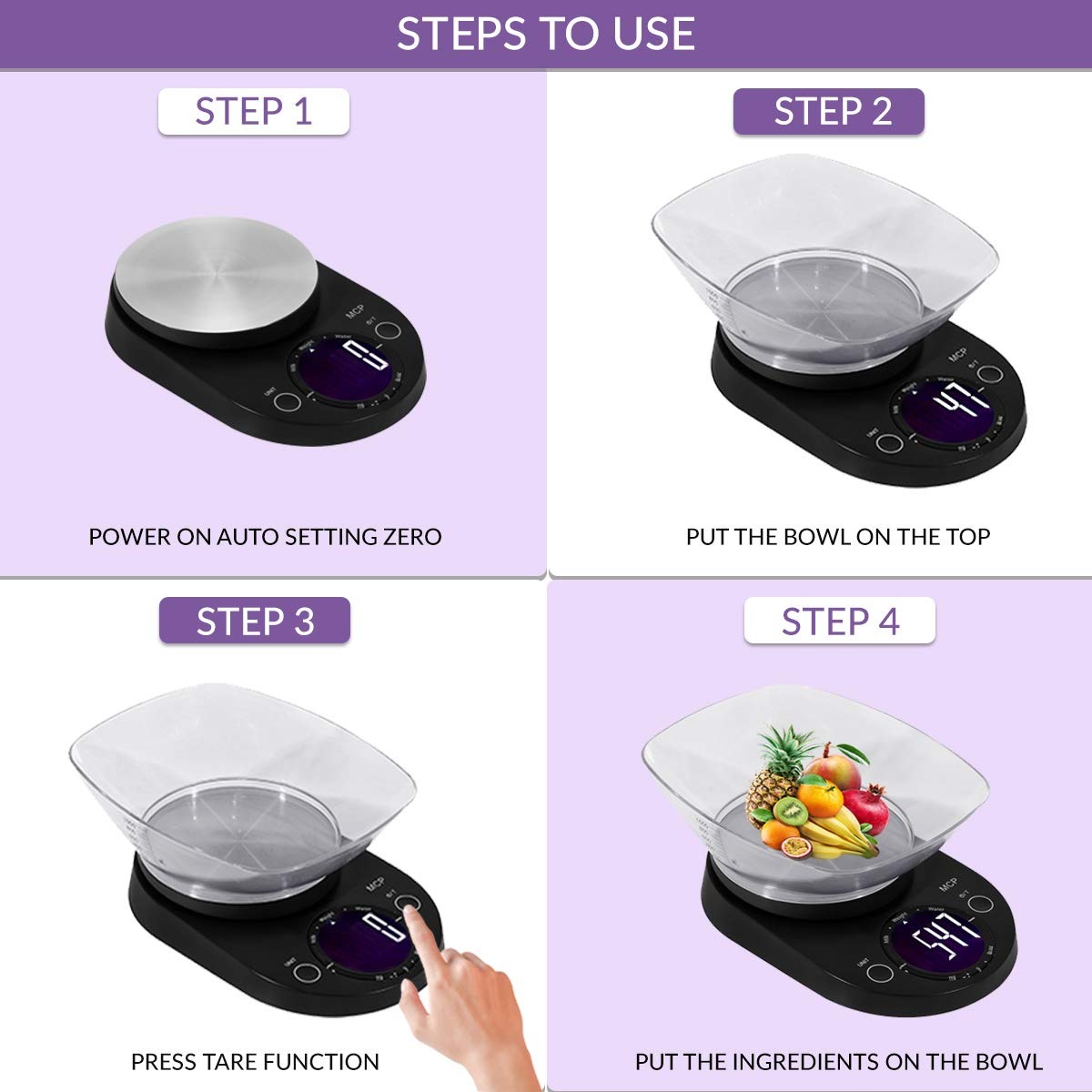 MCP Kitchen Weighing Machine Digital Stainless Steel Electronic LCD Food Weighing Scale with Bowl (mcp bowl kitchen scale) 2
