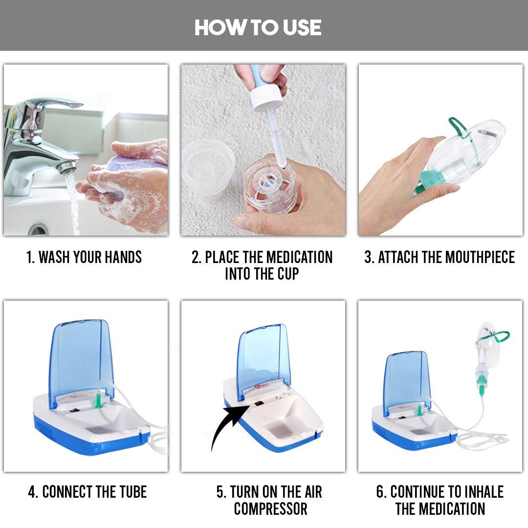 MCP Air Compressor Nebulizer with storage and Complete kit adult and child mask (mcp economy nebulizer) 3