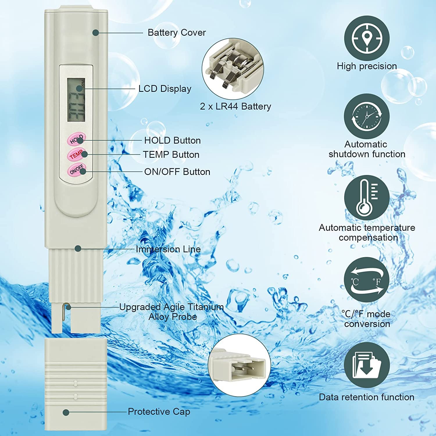ACU-CHECK Digital TDS Meter Water Tester, PPM Water Quality Tester Measuring Range 0-9999ppm, (TDS_Meter_1) 4