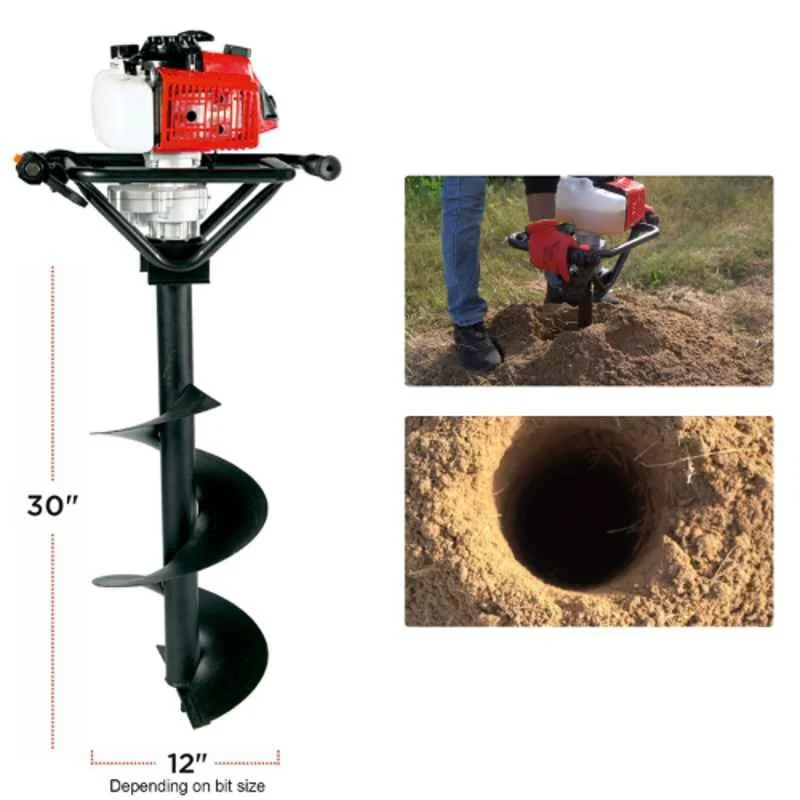 Greenleaf 63CC Earth Auger Petrol Engine Hole Digger with 8 & 12 inch Bit (63 CC) 3