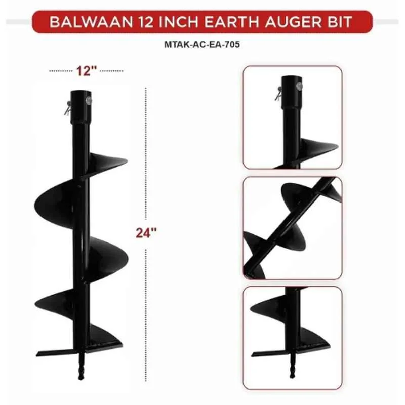 Greenleaf 12 inch Black Earth Auger Spiral Drill Bit (12 inch) 2