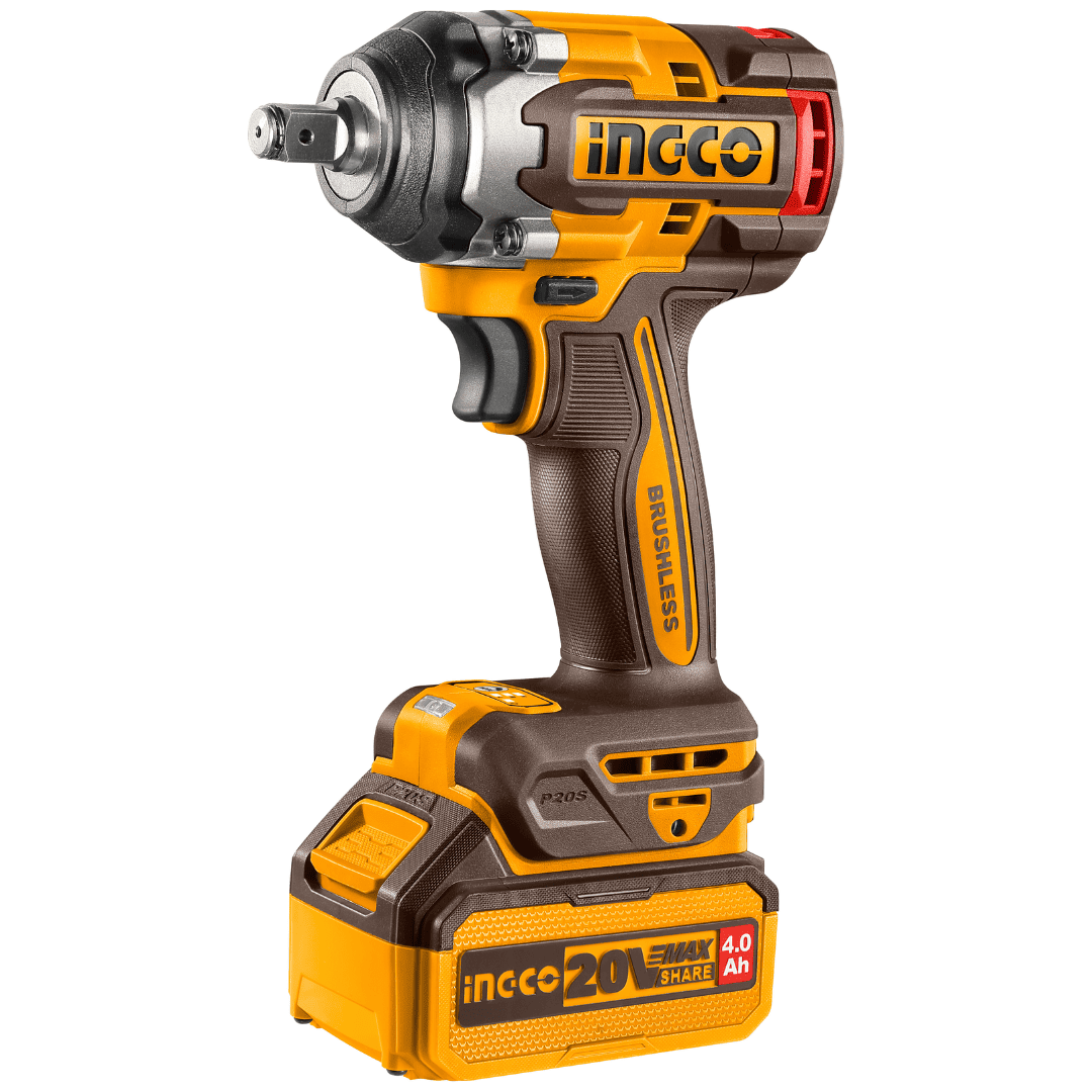 Ingco 20V Cordless Impact Wrench - 500Nm Torque, Brushless Motor, Dual 4.0Ah Batteries, LED Light (CIWLI2050 ) 2