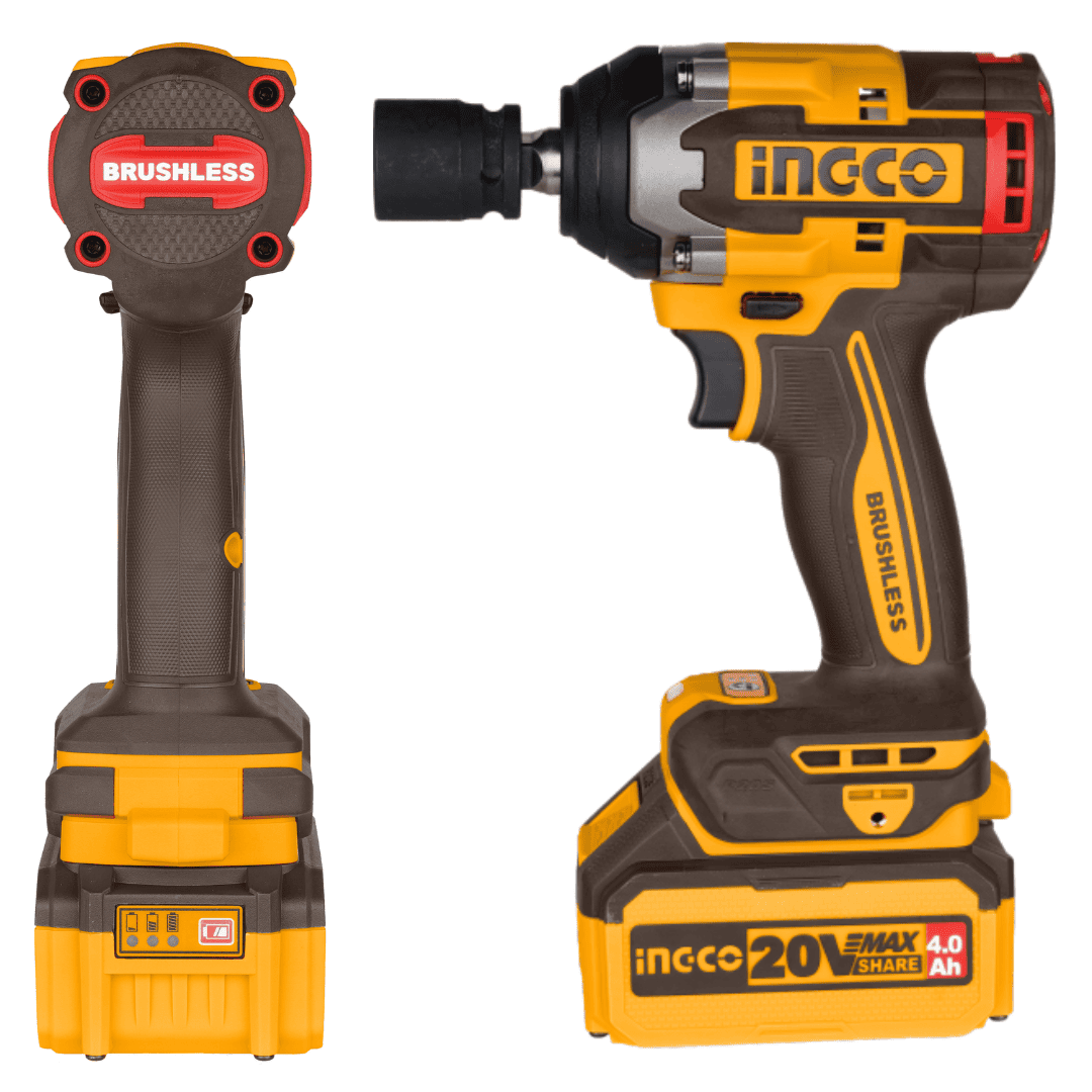 Ingco 20V Cordless Impact Wrench - 500Nm Torque, Brushless Motor, Dual 4.0Ah Batteries, LED Light (CIWLI2050 ) 3