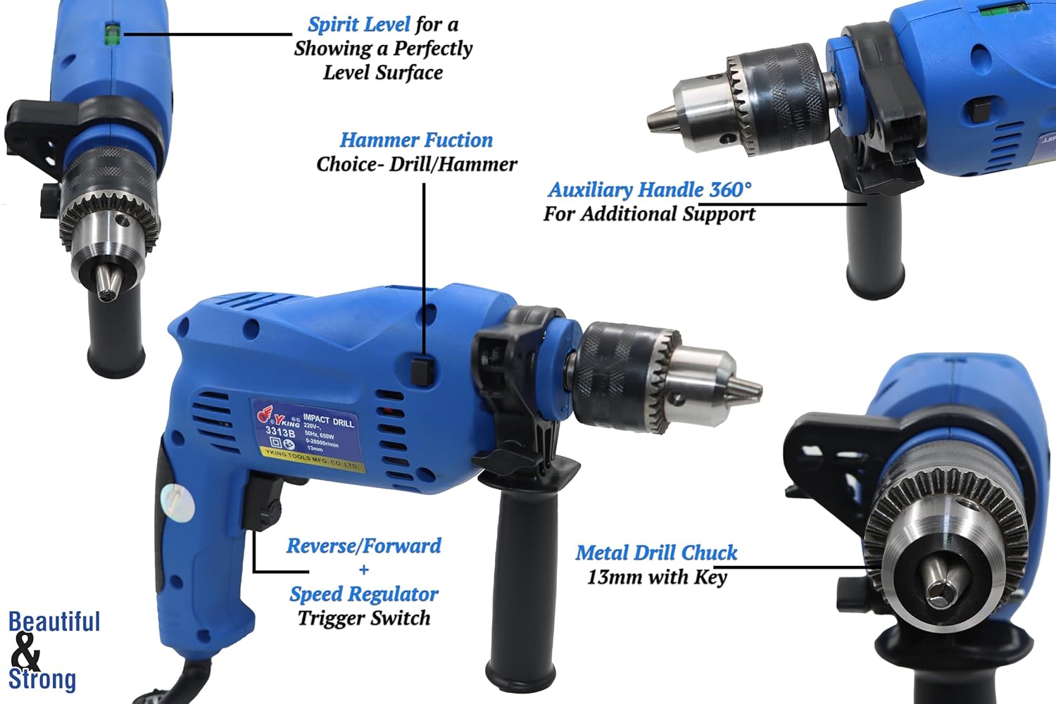 Yking 650W 13mm Impact Drill Machine with 2 Months Warranty (3313 B) 3