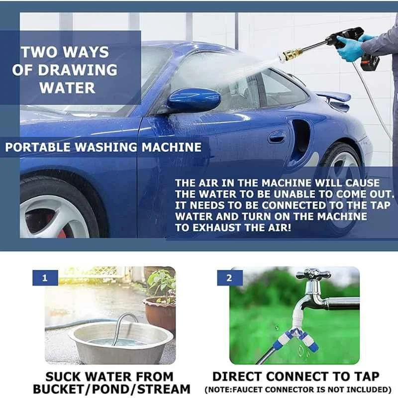 Greenleaf 48V PVC Single Phase Portable Battery Operated Car Washer with Extra Battery for Flower Watering Floor Cleaning & Car Washing (48V 25 Bar) 4