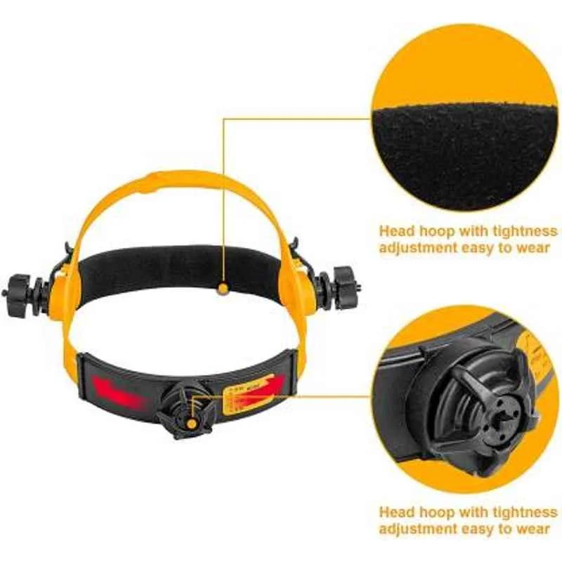 Ingco 90x35mm Polypropylene Orange & Black Auto-Darkening Welding Helmet (AHM009) 3