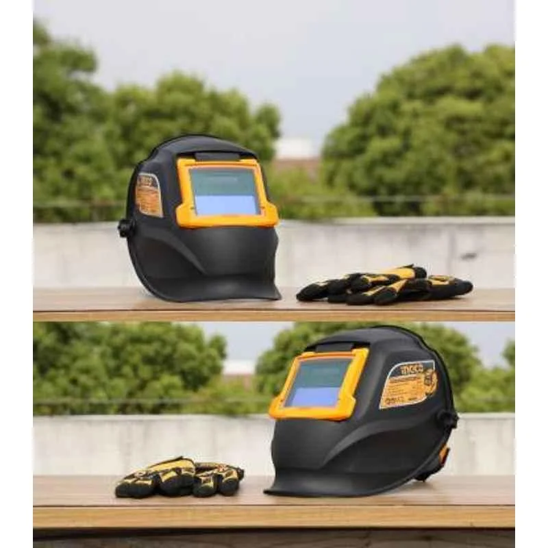 Ingco 90x35mm Polypropylene Orange & Black Auto-Darkening Welding Helmet (AHM009) 5