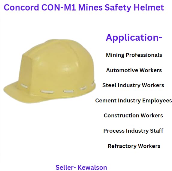 Concord CON-M1 Mines Safety Helmet - Yellow, FRP Construction, Adjustable Headband 5
