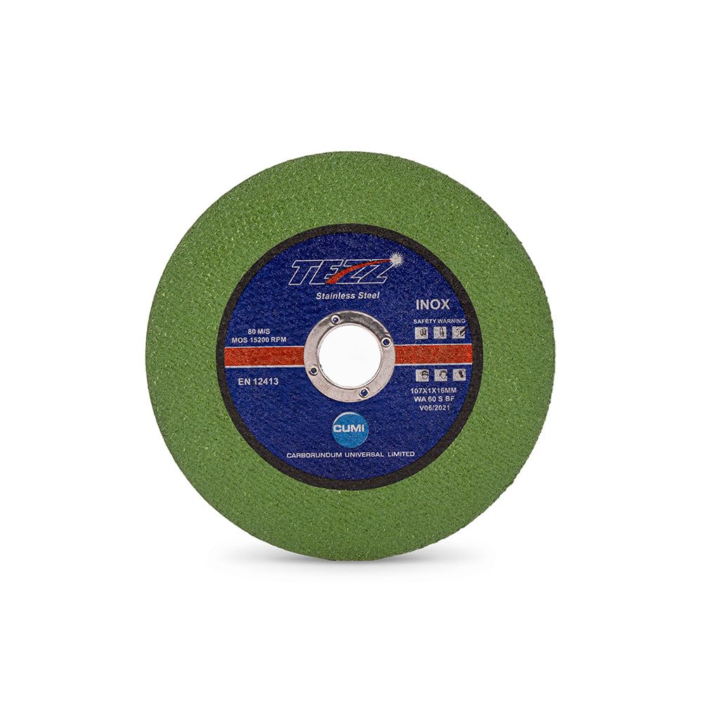 H9 CUMI Tezz INOX Ultra-Thin Cutting Wheel 107mm x 10mm x 16mm | High-Speed 15200 RPM (Pack of 100)(H9 CUMI Tezz INOX Ultra-Thin Cutting Wheel 107mm x 1mm x 16mm | High-Speed 15200 RPM ) 2