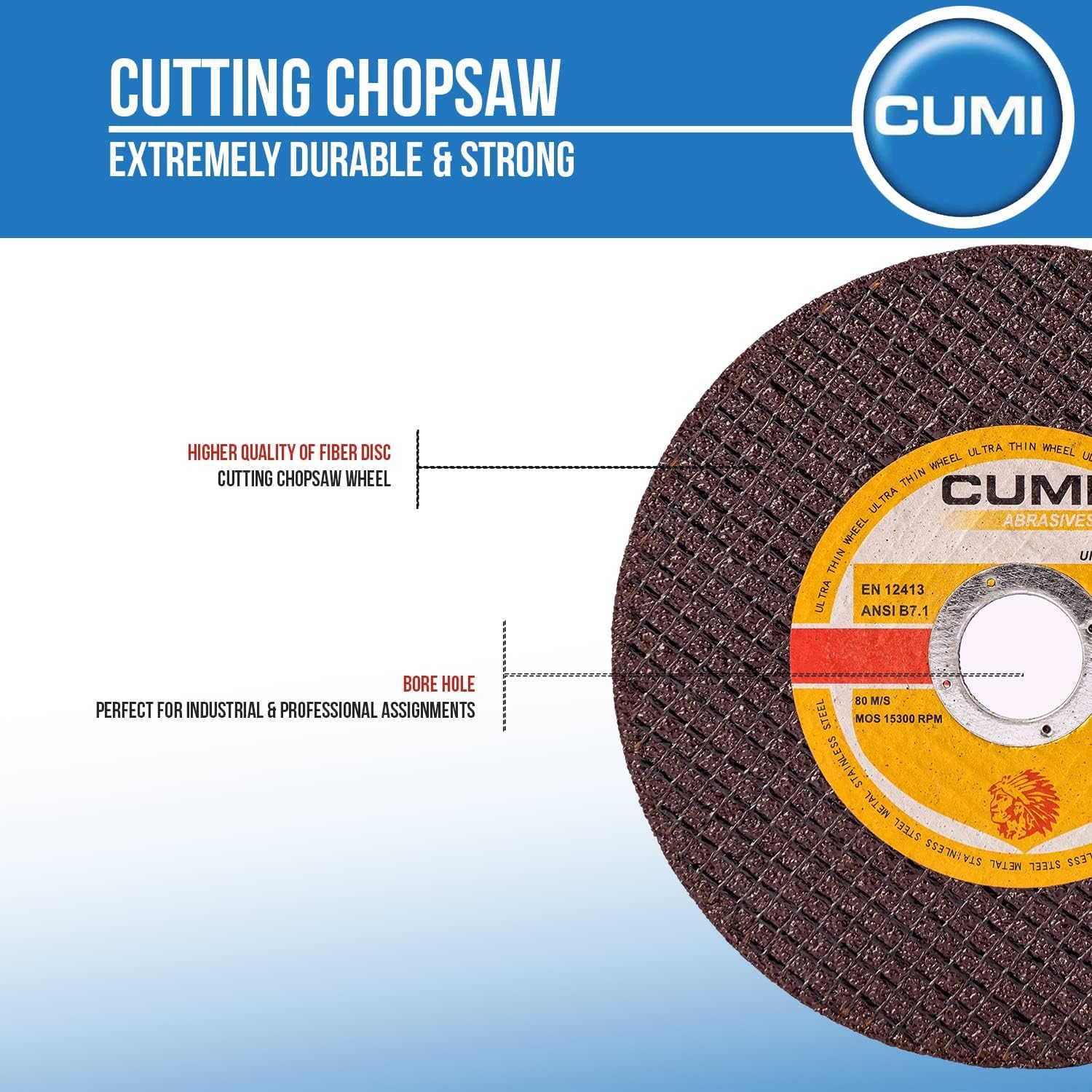 H9 CUMI Tezz INOX Ultra-Thin Cutting Wheel 107mm x 10mm x 16mm | High-Speed 15200 RPM (Pack of 100)(H9 CUMI Tezz INOX Ultra-Thin Cutting Wheel 107mm x 1mm x 16mm | High-Speed 15200 RPM ) 4