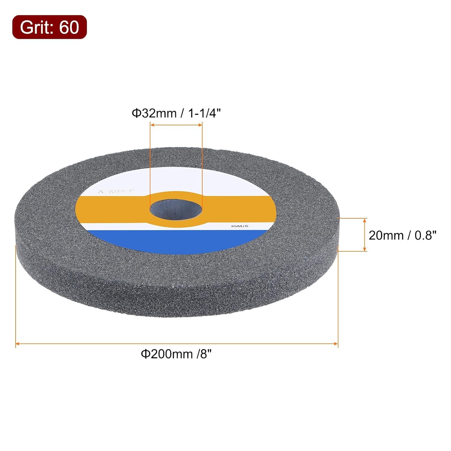 H9 CUMI 8 Inch Bench Grinding Wheel – Coarse Carborundum Black | 200 x 25 x 31.75 mm | A24 Grit (Cumi-AlluoxideA24-200x25x31-CORSE-1pc) 3
