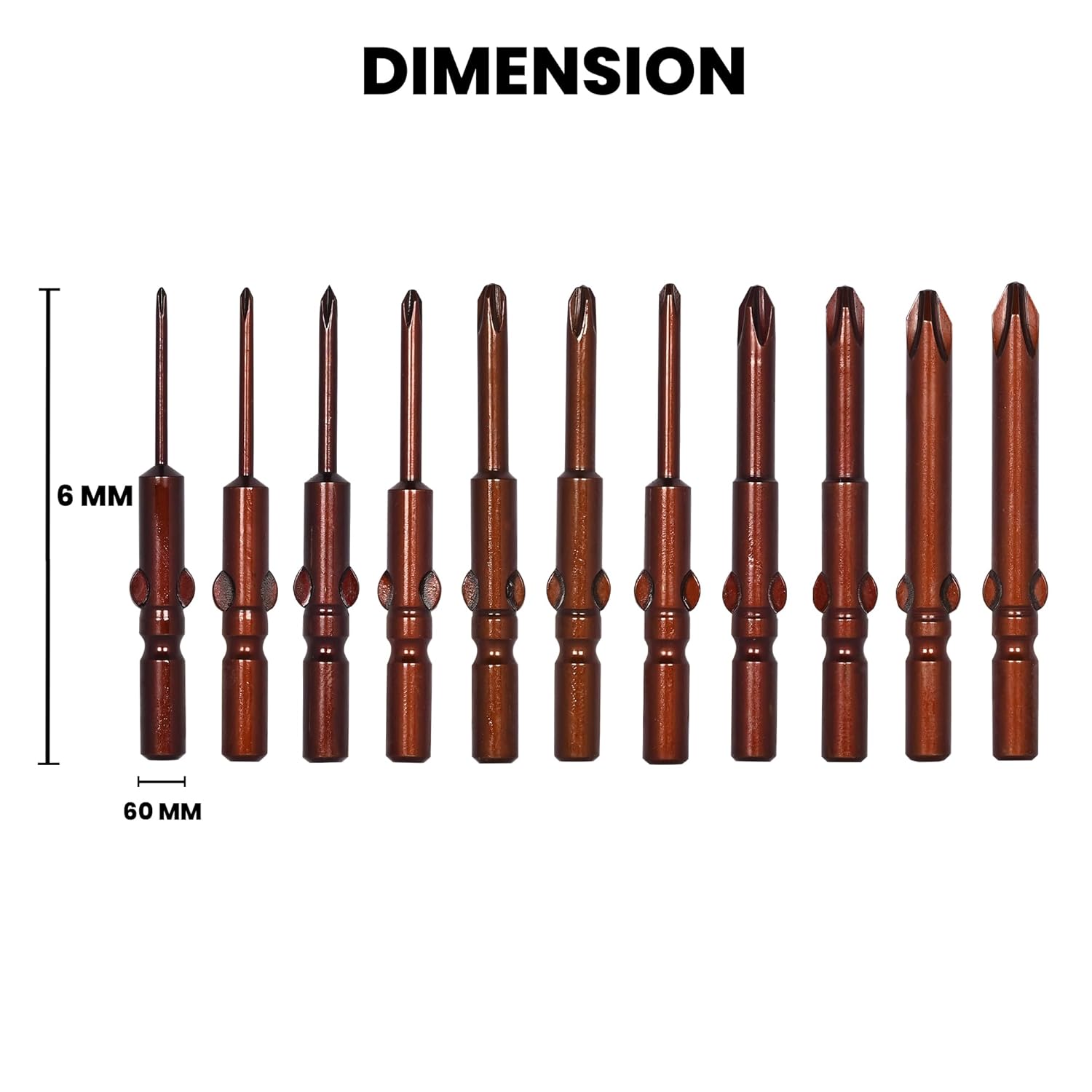 H9 11Pcs 1.6-6.0mm Cross- Plus Philips Screwdriver Bit Set 6mm Round Shank (H9 11Pcs 1.6-6.0mm Cross- Plus Philips Screwdriver) 4