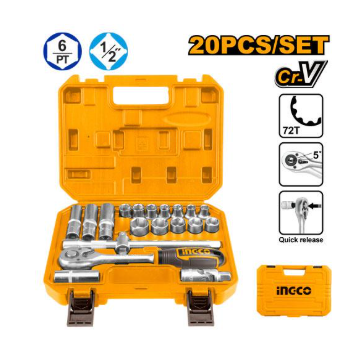 INGCO INGCO HKTS12201 20 Pcs 1/2" socket set Hand Tool Kit (20 Tools)(INGCO INGCO HKTS12201 20 Pcs 1/2" socket set Hand ) 2