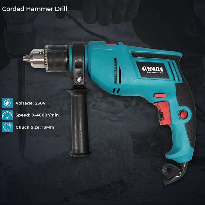Omada 710W, 4800 RPM, Chuck 13mm Electric Drill, Used for drilling into masonry, steel and wood (Omada OMD-J8130 13mm Electric Drill) 2
