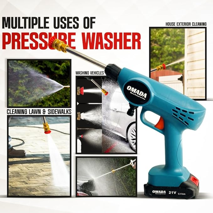 OMADA  21V Cordless Portable Wireless Pressure Washer Gun, 800W High Pressure Water Gun for Car Wash(OMADA OMD-OMD-00046- Cordless Washer Washer) 4