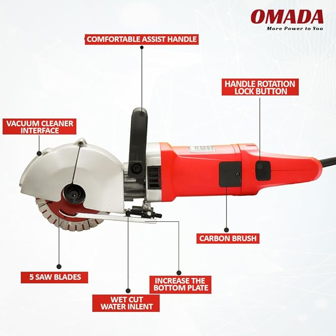 OMADA 220V / 2800w Electric Wall Chaser |125mm Cutting Width | Wall Groove Cutting Machine(OMADA Electric 2800W Wall Chaser) 2