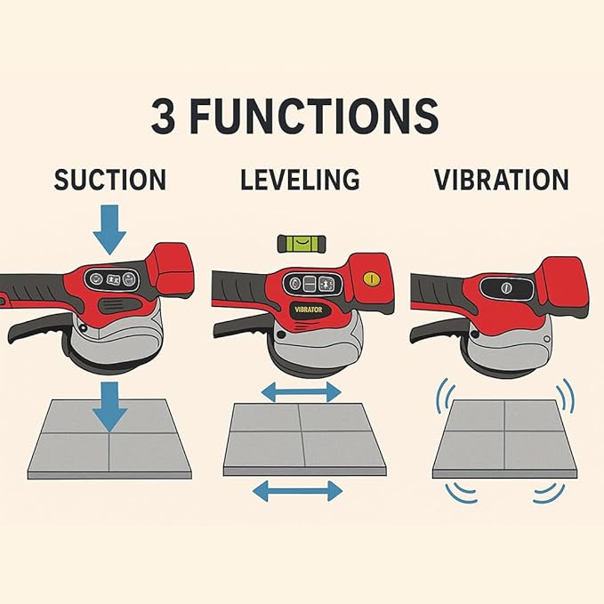 Omada 16V Cordless Tile Vibrator | 5-Speed Adjustable Tile Leveling Machine with Strong Suction Cup (OMADA Cordless 16V Tile Vibrator) 3