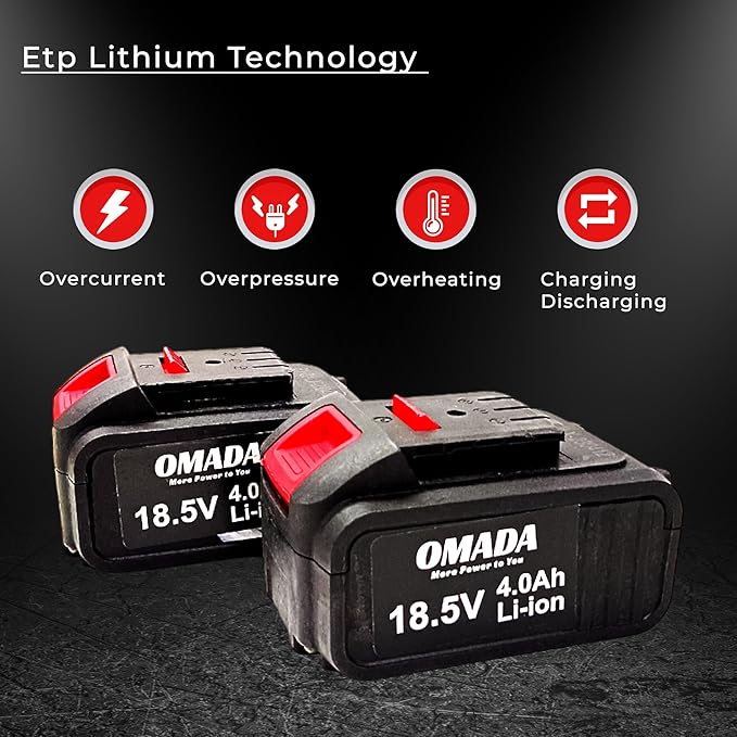 Omada Cordless 18.5V Impact Fixed Square Wrench with 2 Batteries & 1 Charger, Brushless Motor(Omada OMD-GT-1004 18.5V Impact Wrench) 5