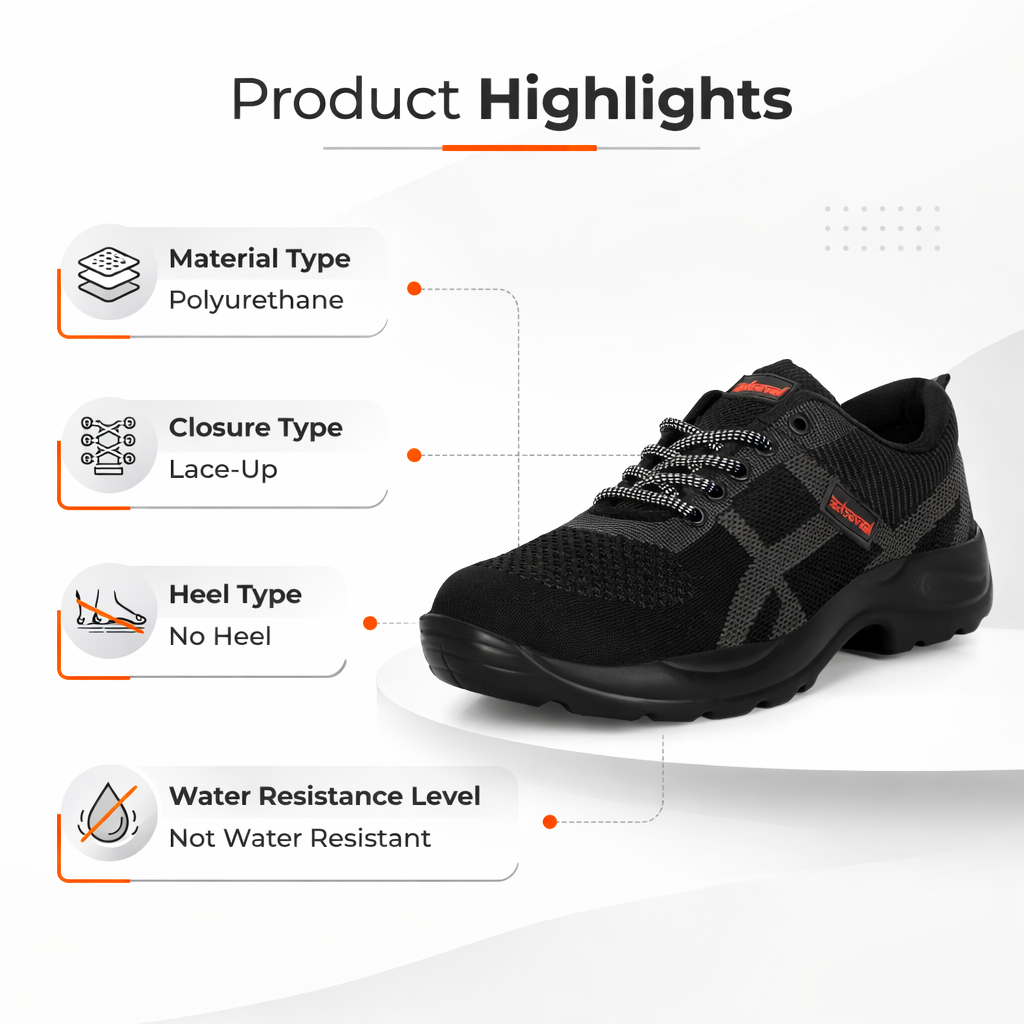 Kavacha Steel Toe Safety Shoe Air S216 with Knitted Upper and PU Sole(size-6) 4