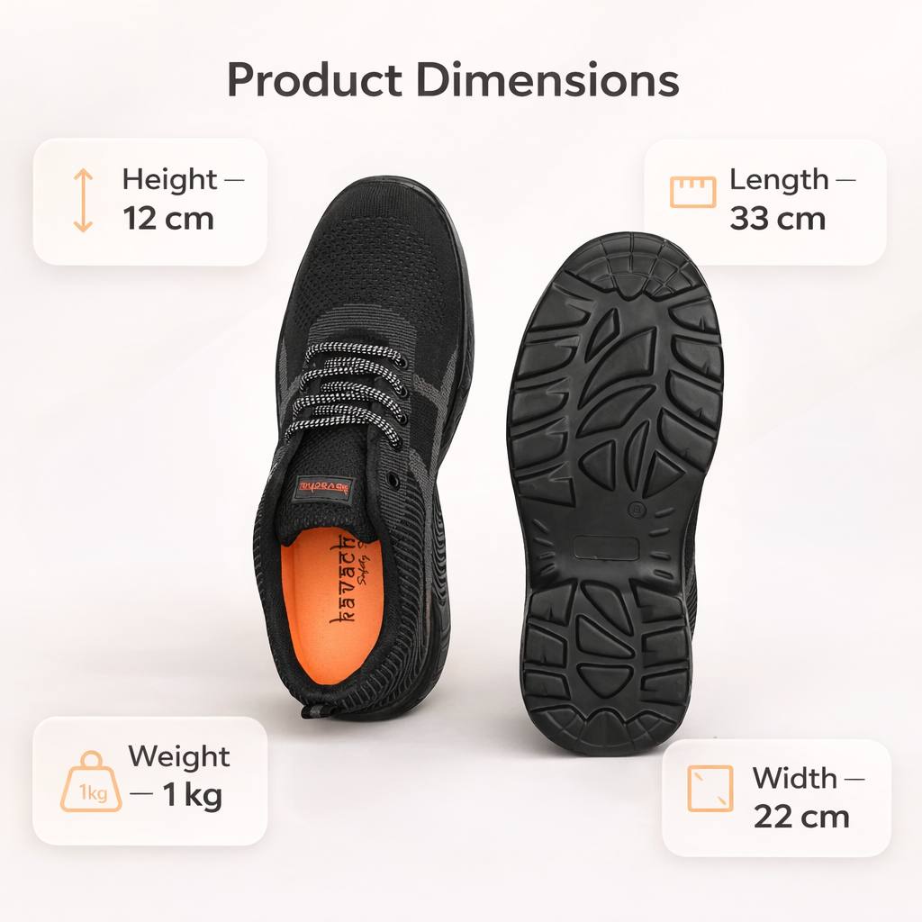 Kavacha Steel Toe Safety Shoe Air S216 with Knitted Upper and PU Sole(size-6) 5