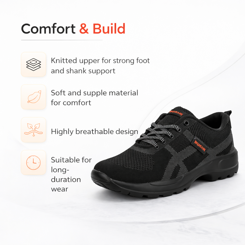 Kavacha Steel Toe Safety Shoe Air S216 with Knitted Upper and PU Sole(size-10) 2