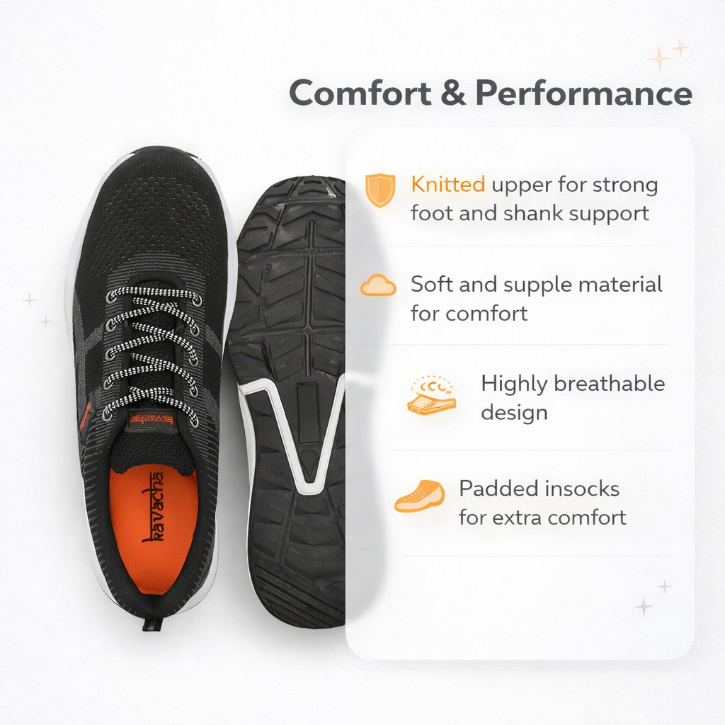 Kavacha Steel Toe Safety Shoe S214 (S214) with Knitted Upper and Foam Comfort & Phylon TPR Sole(Size-10) 3