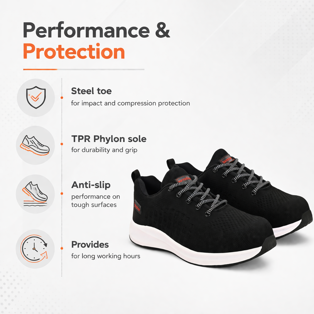 Kavacha Steel Toe Safety Shoe S226 with Knitted Upper and Foam Comfort & Phylon TPR Sole (SIZE 6) 5