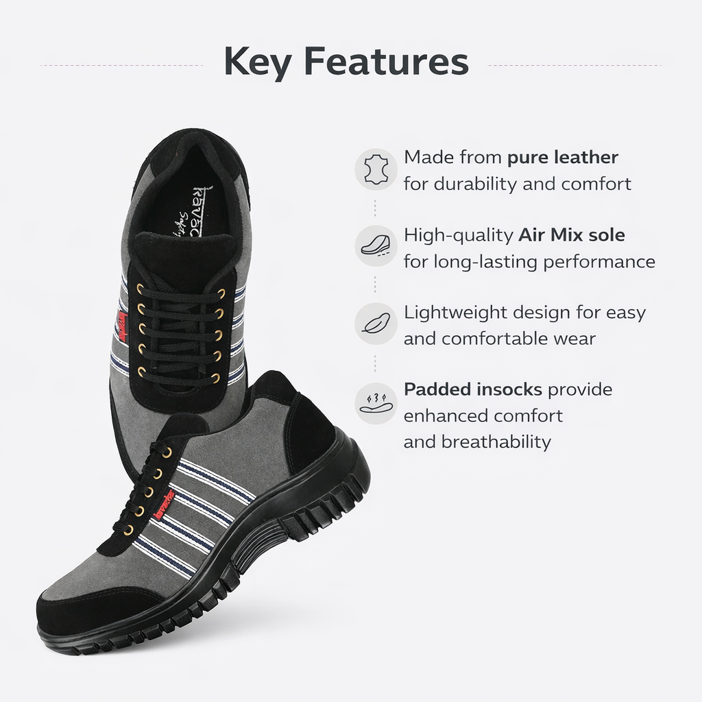 Kavacha Steel Toe , Nubuck Leather Safety Shoe, Air mix sole, sweat absorption (S75) (SIZE 10) 3