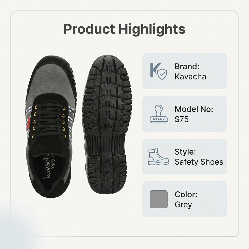 Kavacha Steel Toe , Nubuck Leather Safety Shoe, Air mix sole, sweat absorption (S75) (SIZE 11) 3