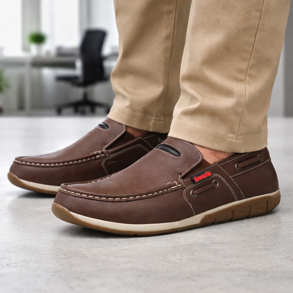 Kavacha Pure Leather Steel Toe Safety Shoe , Boat Shoes For Men (s68) (SIZE 10) 3