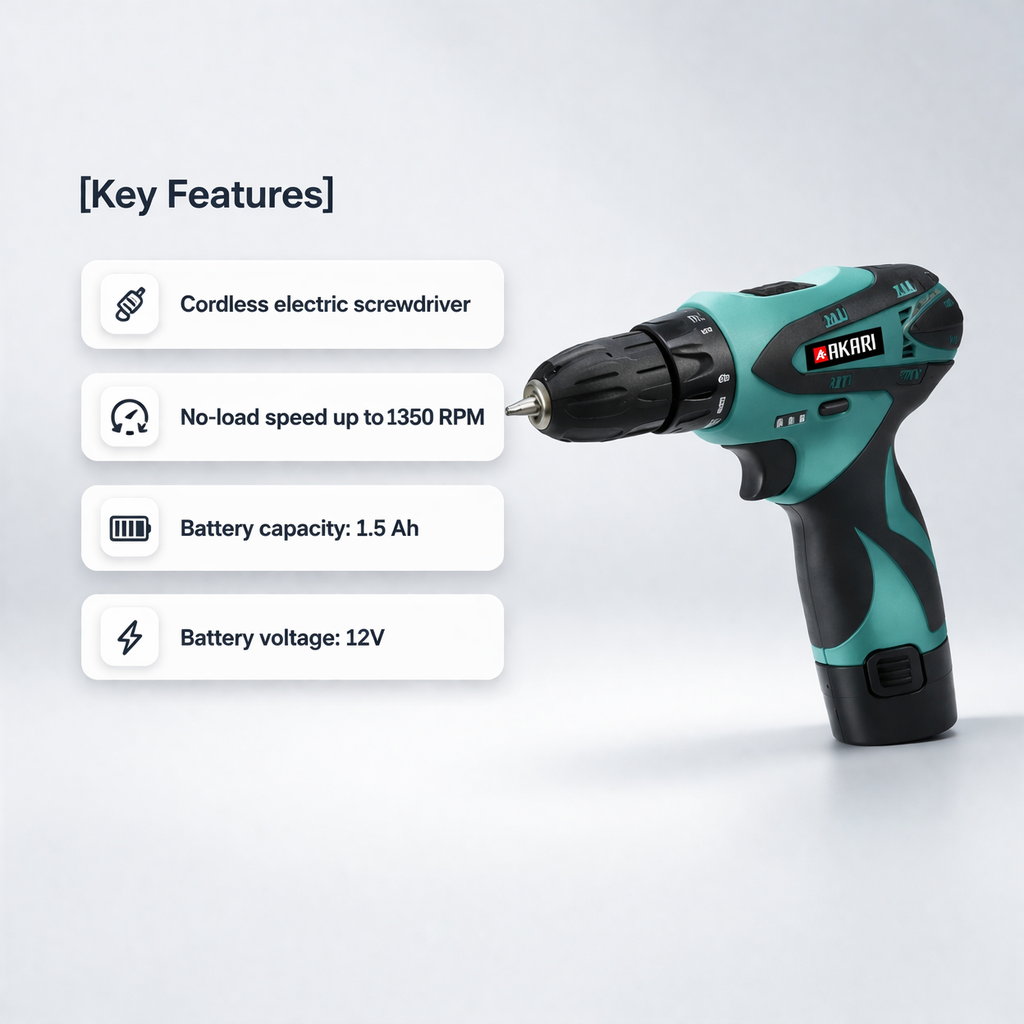 Akari  Cordless Electric Screwdrive 12V/1.5Ah (APT-CD-12)  3